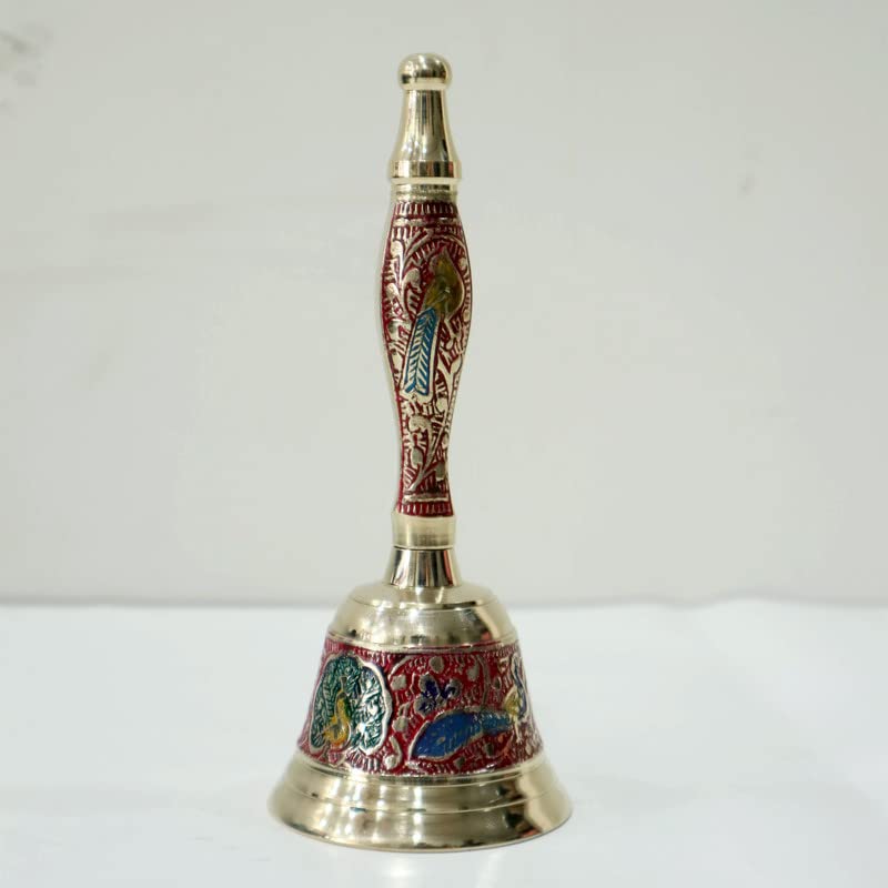 pujaparv Meenakari Pure Brass Pooja Bell l Hand Bell Big Size