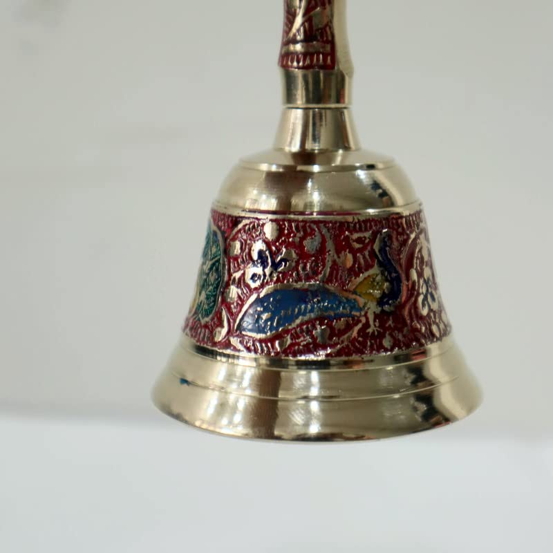 pujaparv Meenakari Pure Brass Pooja Bell l Hand Bell Big Size