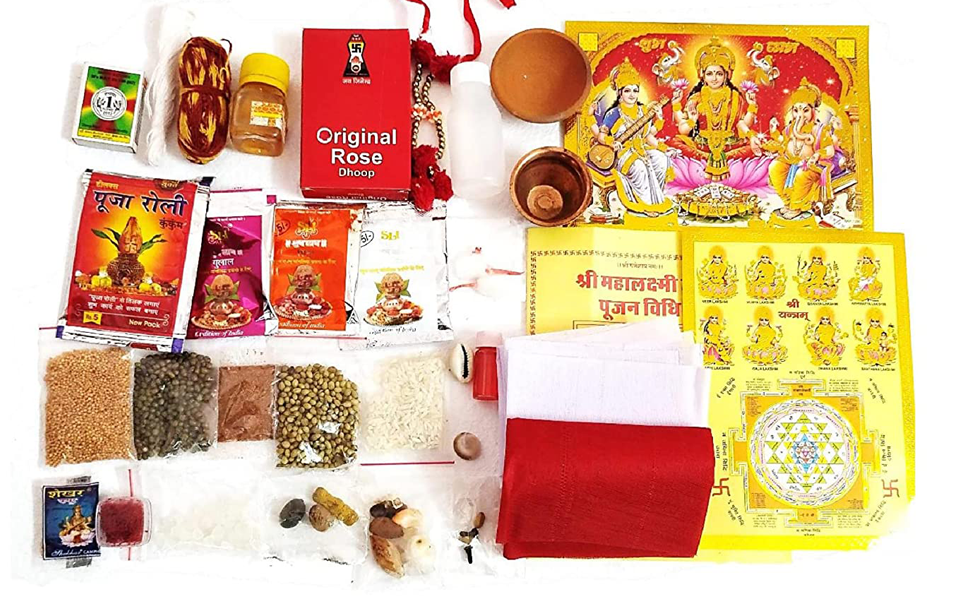 pujaparv Diwali Puja Samagri Kit for Mahalakshmi Pujan (38+ Items) with Detailed Puja Vidhi