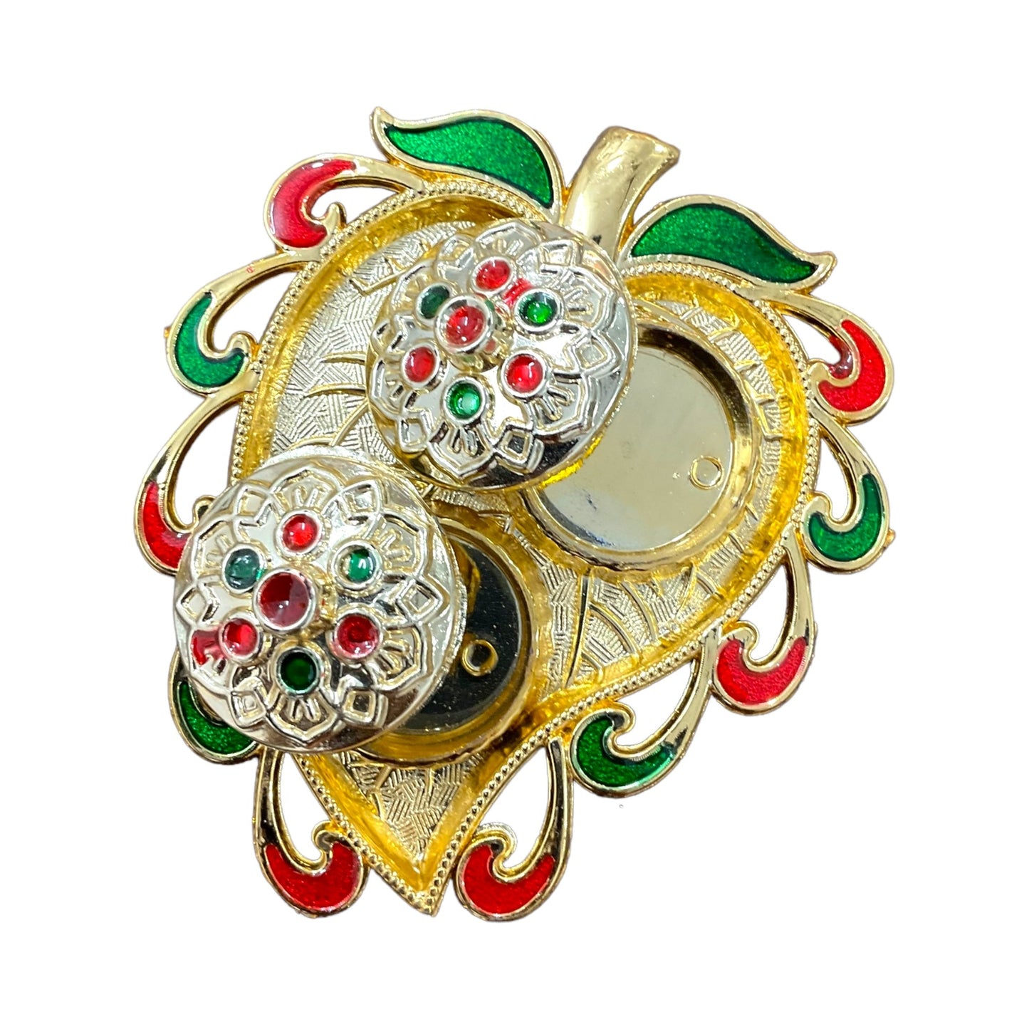pujaparv Golden Big Leraf Tika Platter Chawal/Rice Holder