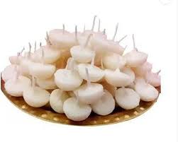 pujaparv Vegan Diya Wicks (50 Pieces - White) 30min Burning Time, Wax Free | Vegan Diya Batti for Puja