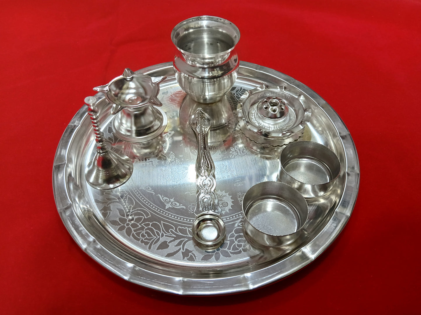 German Silver Puja Thali