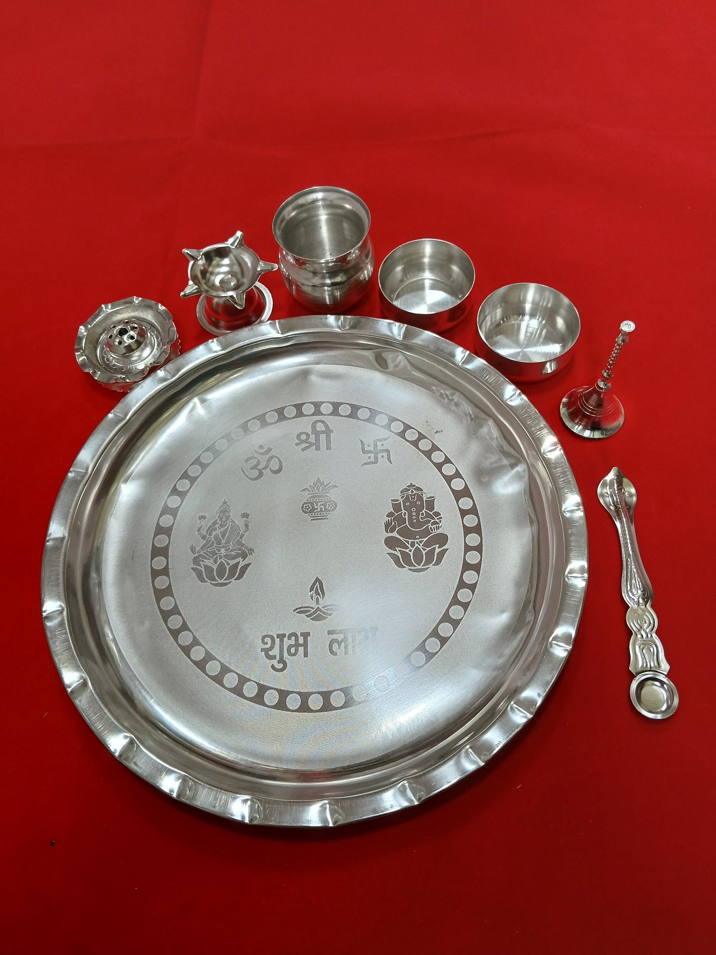 German Silver Puja Thali