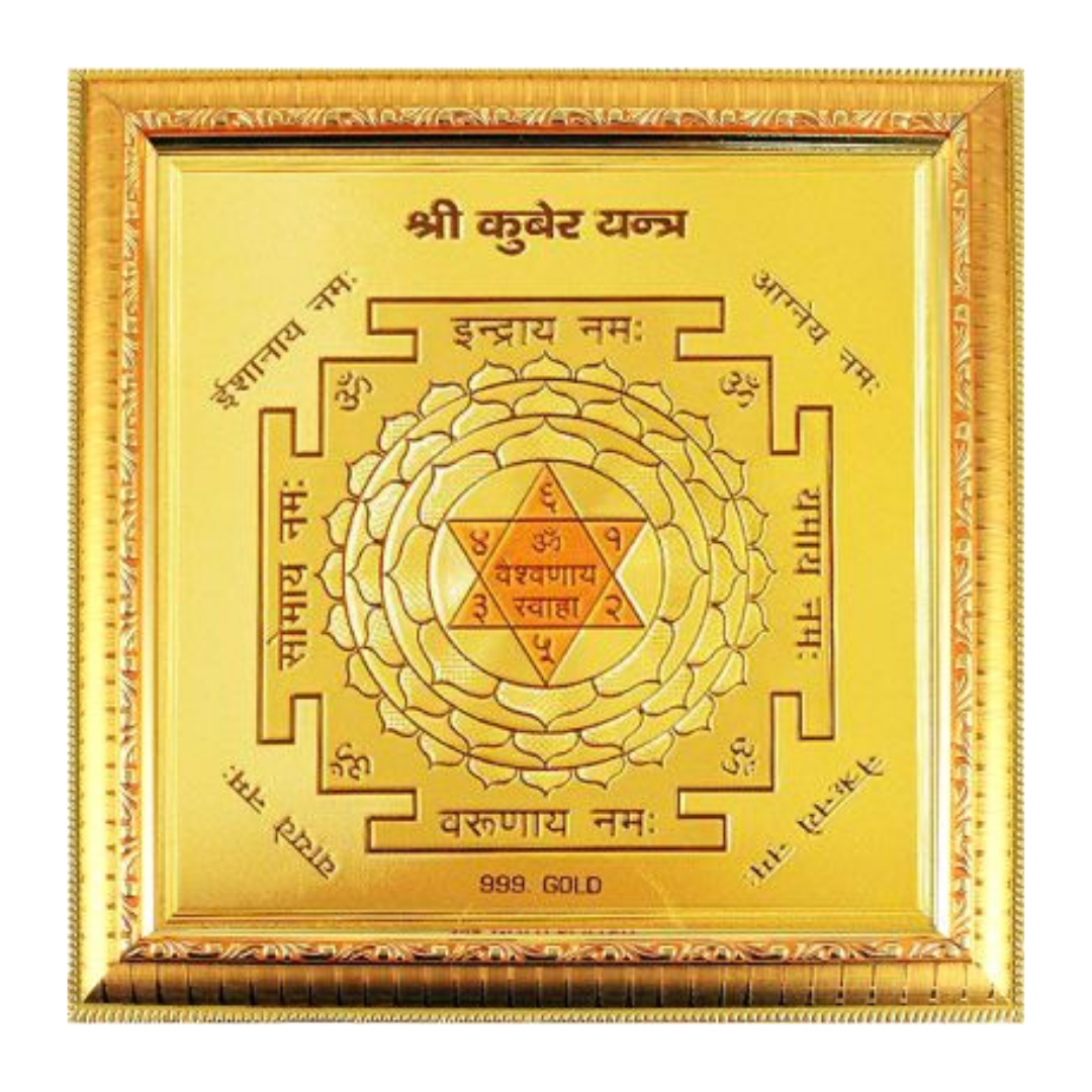 Shree Dhan Lakshmi–Kubera Dhan Varsha Yantra – Brass & Gold‑Plated Wealth Yantra Kit