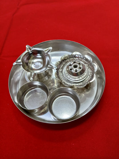 German Silver Puja Thali