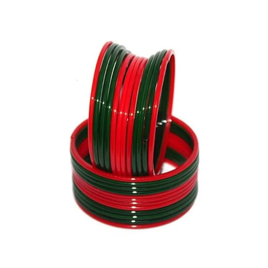 Red & Green Chudiya Set – Traditional Puja Bangle Pair for Mataji