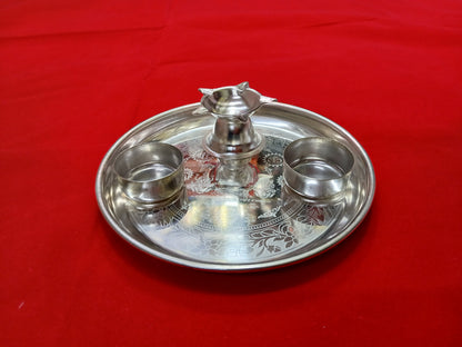 German Silver Puja Thali