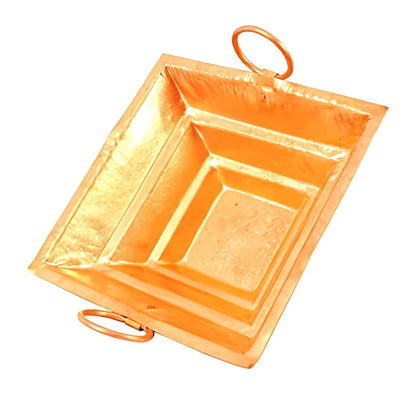 pujaparv Pure Copper Hawan Kund with Handle On Both Side (4.5 Inch)