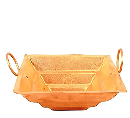 pujaparv Pure Copper Hawan Kund with Handle On Both Side (4.5 Inch)