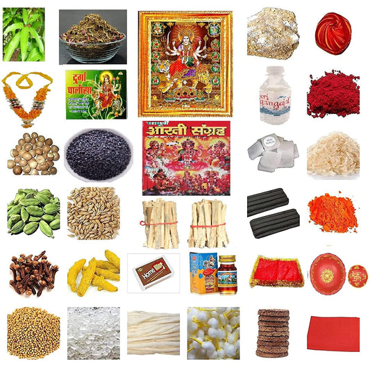 Navratri Puja Samagri Kit/Navdurga Puja Kit for Durga Pujan(50+ Items in Kit)