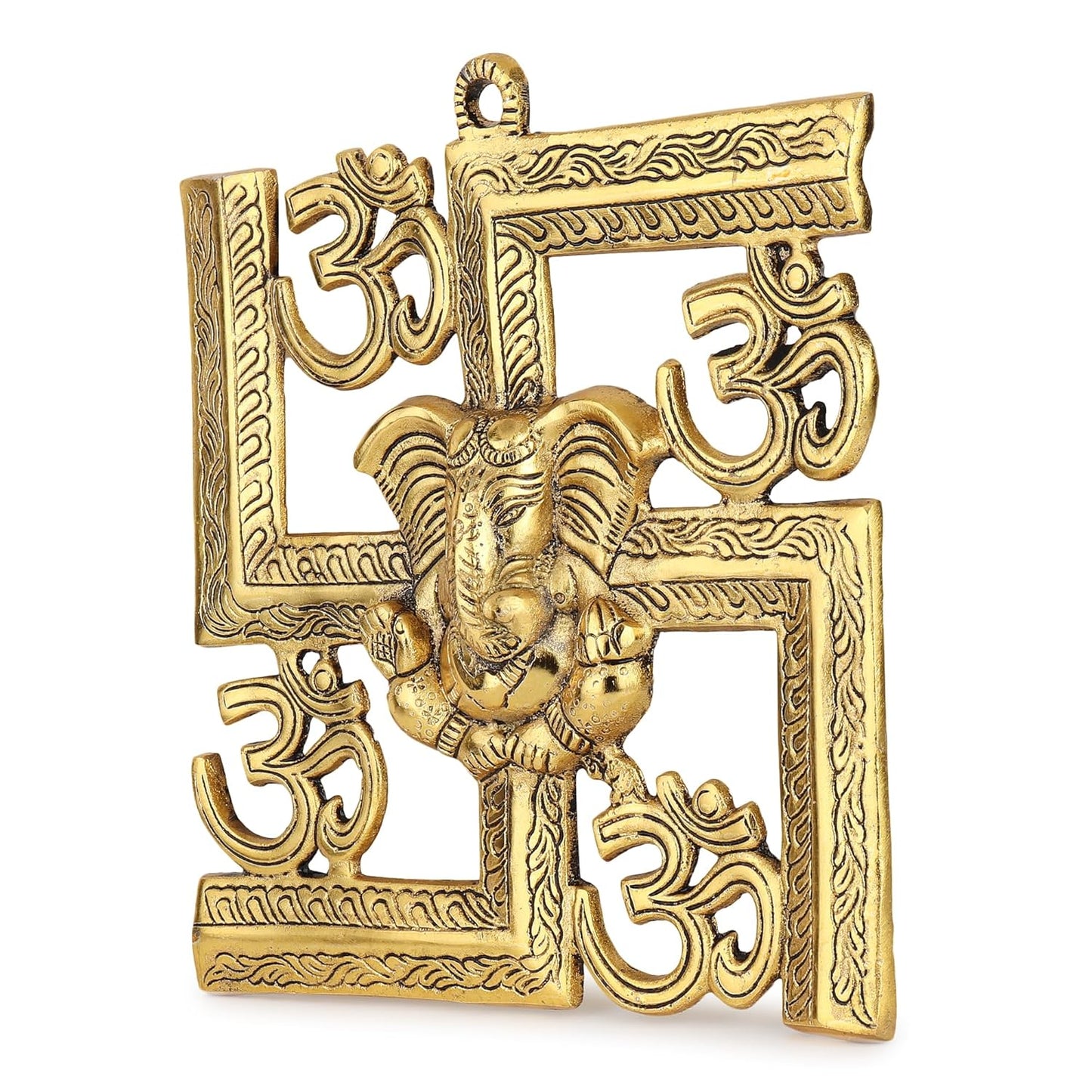 pujaparv Metal Wall Hanging Sathiya with Ganesh God Idol 8X8 Inch
