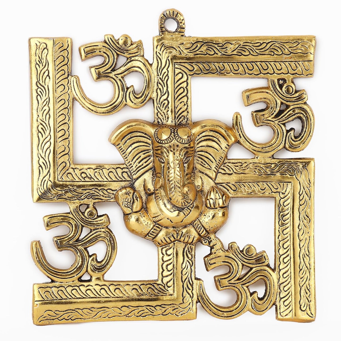 pujaparv Metal Wall Hanging Sathiya with Ganesh God Idol 8X8 Inch