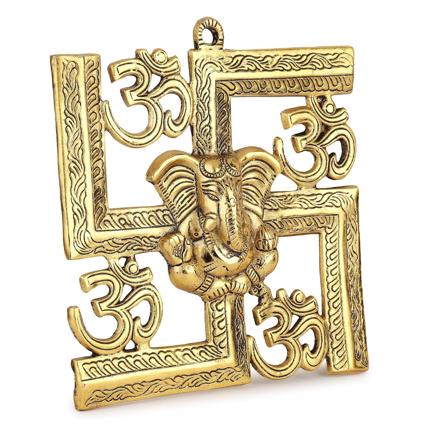 pujaparv Metal Wall Hanging Sathiya with Ganesh God Idol 8X8 Inch